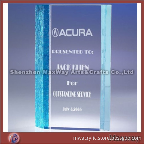 Transparent Rectangle Bevel Polished Acrylic Trophy/Paperweight/Gift with Logo